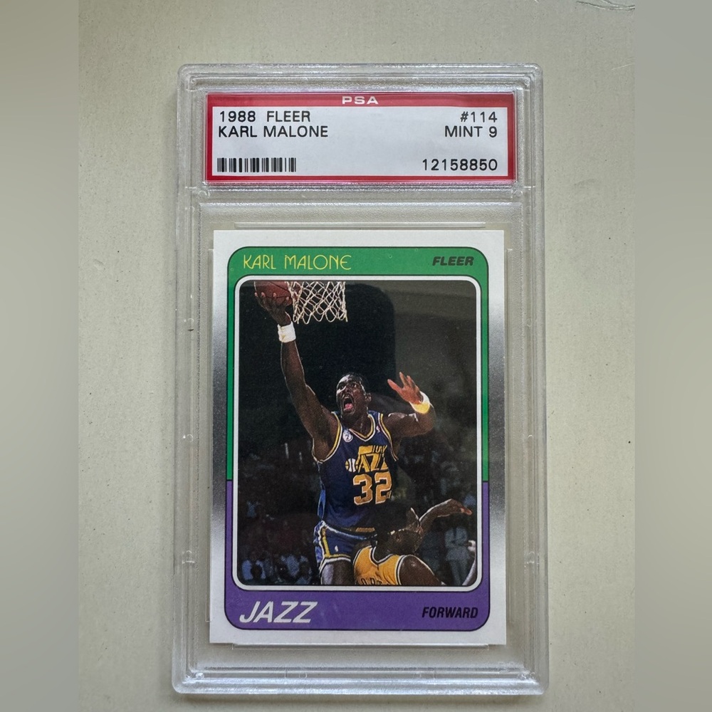 1988 Fleer Karl Malone #114 PSA 9 Utah Jazz